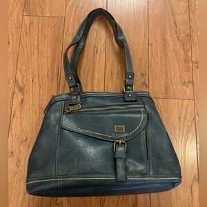 b.o.c Born Concepts Blue Multi-compartment Shoulder Bag Purse Zippers Snap